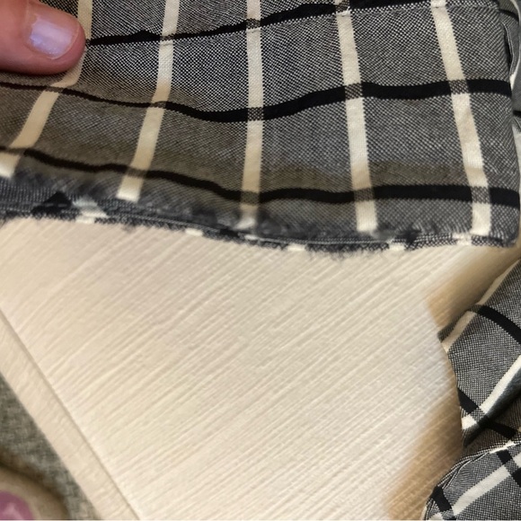 Tory Burch Top - Women's 4 Gray - Plaid Button Down Asymmetric Wrap Grey - Picture 8 of 16